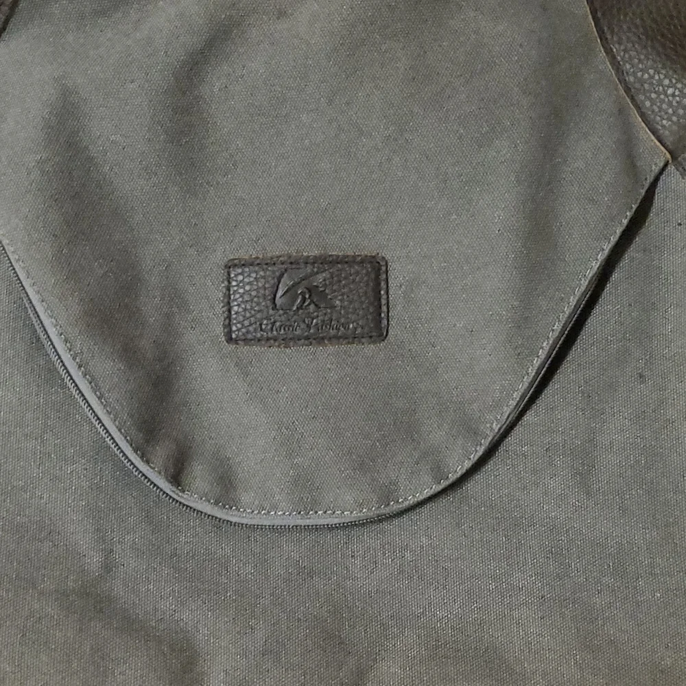 K2 Classic Fashion Crossbody khaki Tote/ messenger bag Canvas/Leather 19x16